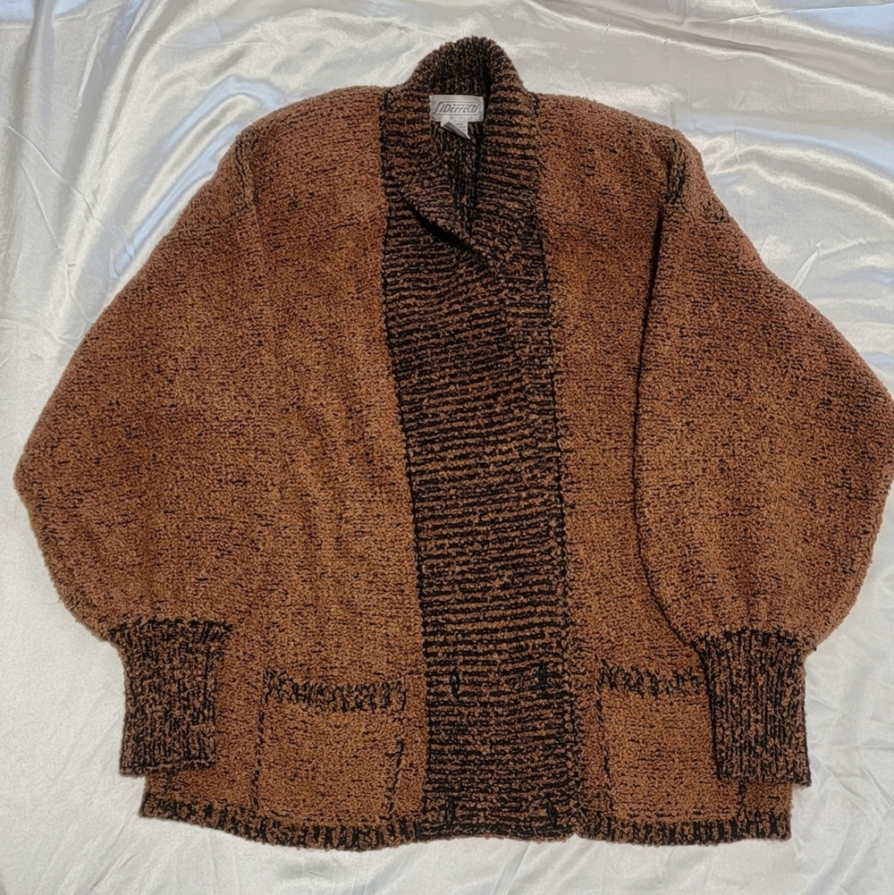 Vintage Sideffects Chunky Sweater Black and Brown Size Large 100% Acrylic